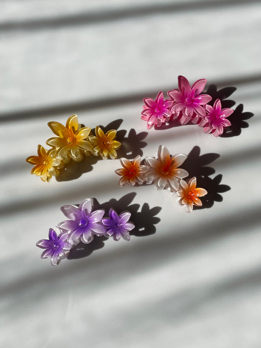 Trio Flower Claw Clips